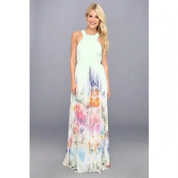 Ted Baker Mint Green Multi Beula Sugar Sweet Floral Maxi Dress